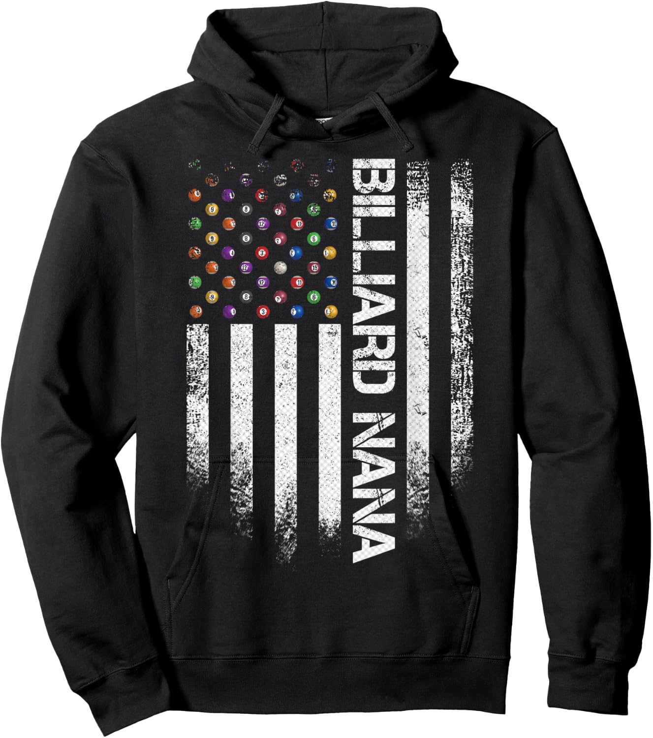 Vintage USA American Flag Proud Pool Billiard Snooker Nana Hoodie - Hoodie | Black