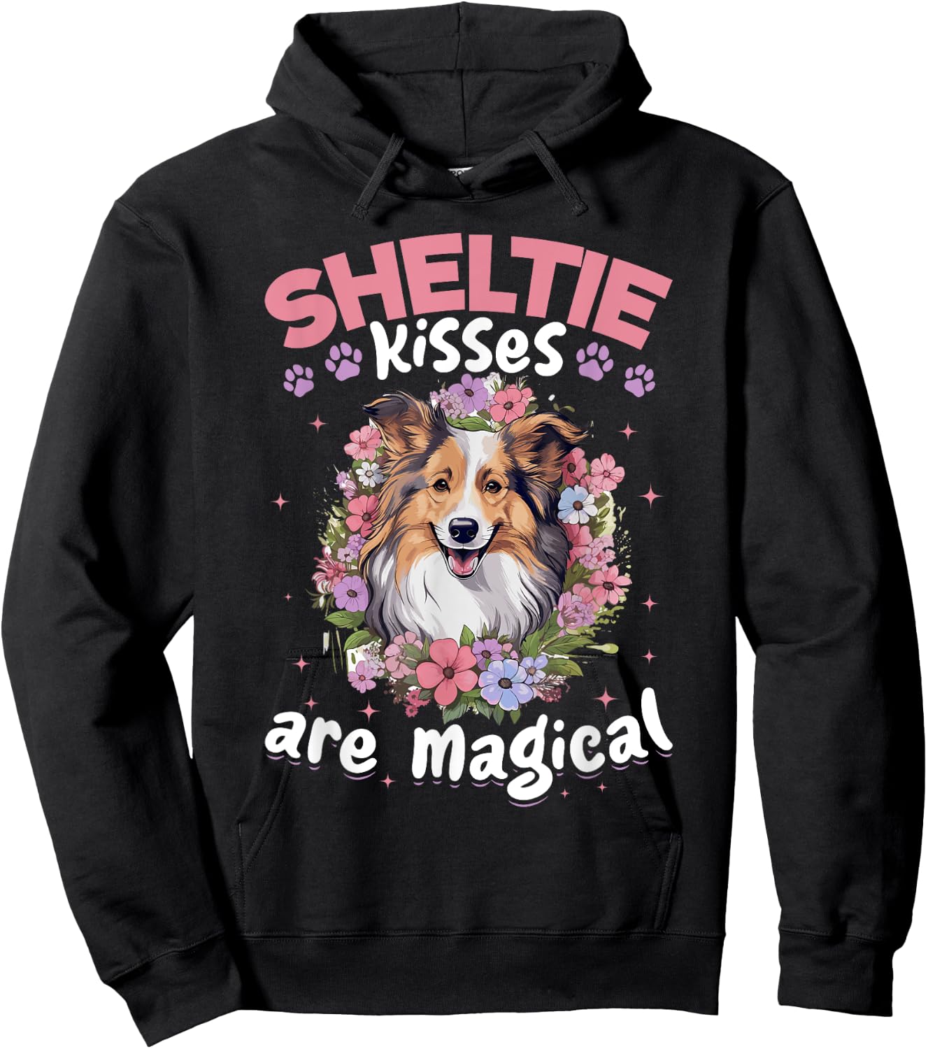 Shetland Sheepdog Dog Sheltie - Sheltie kisses are magical Women Kids Hoodie - Hoodie | Black