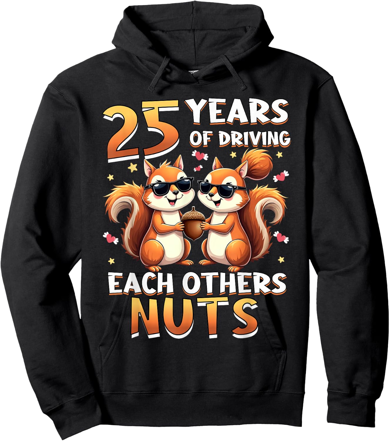 25 Years Of Driving Each Other Nuts Squirrel Couple Matching Hoodie - Hoodie | Black