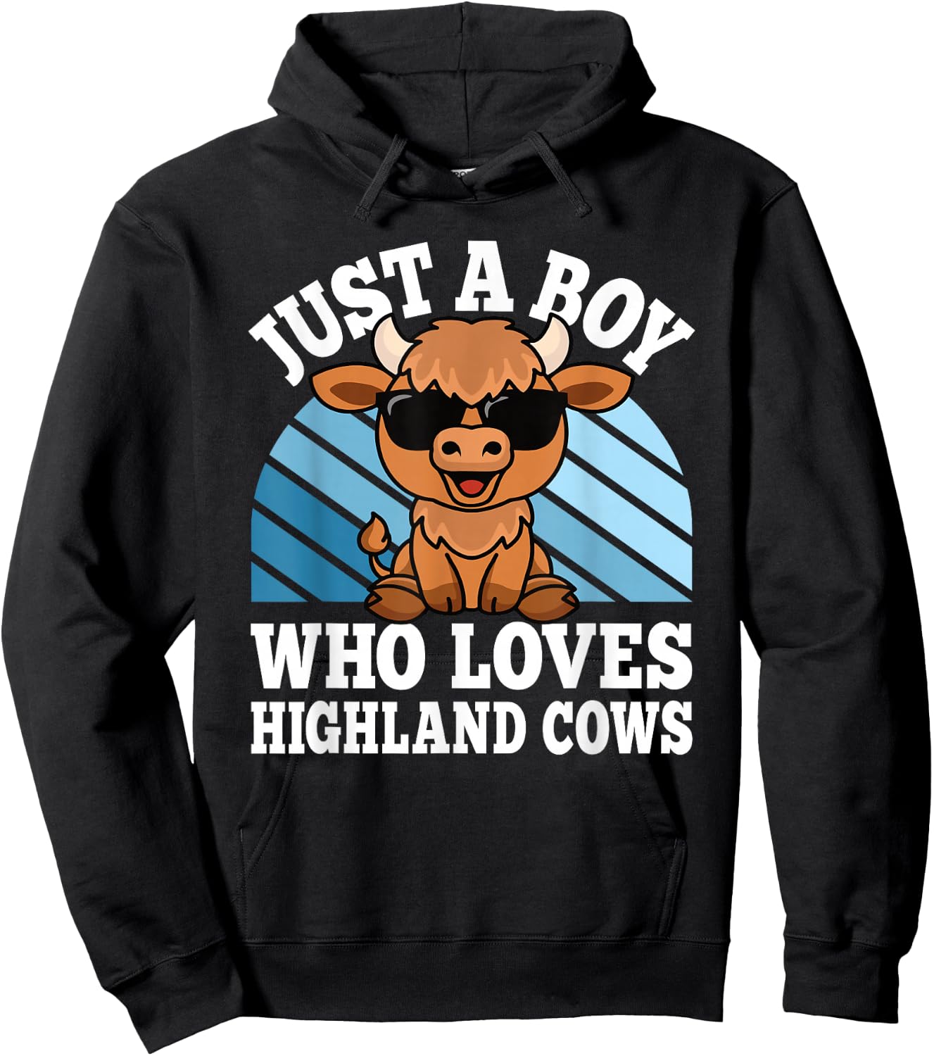 Just A Boy Who Loves Highland Cows Western Kids Hoodie - Hoodie | Black
