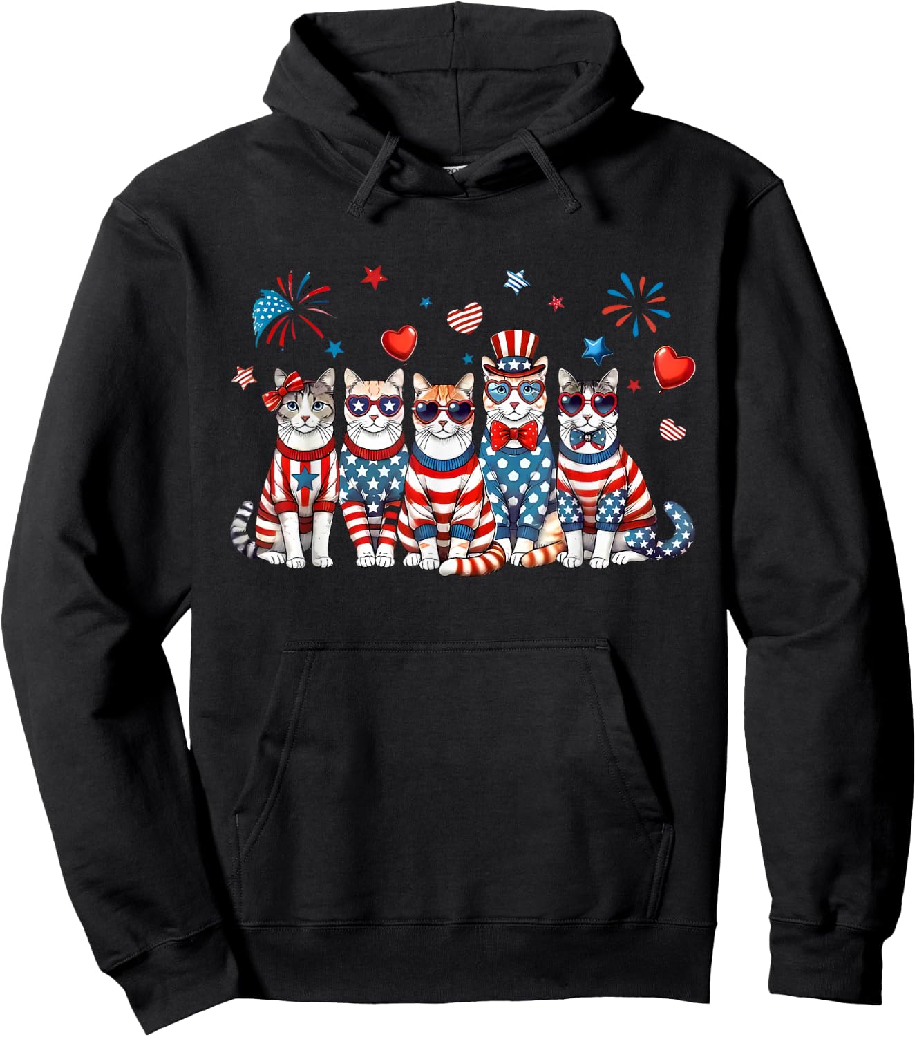 250 Years 1776 2026 250th Anniversary Cat 4th of July Hoodie - Hoodie | Black