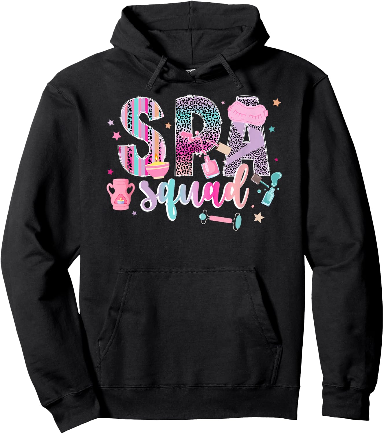 Spa Squad Leopard Spa Birthday Squad Girls Spa Party Hoodie - Hoodie | Black