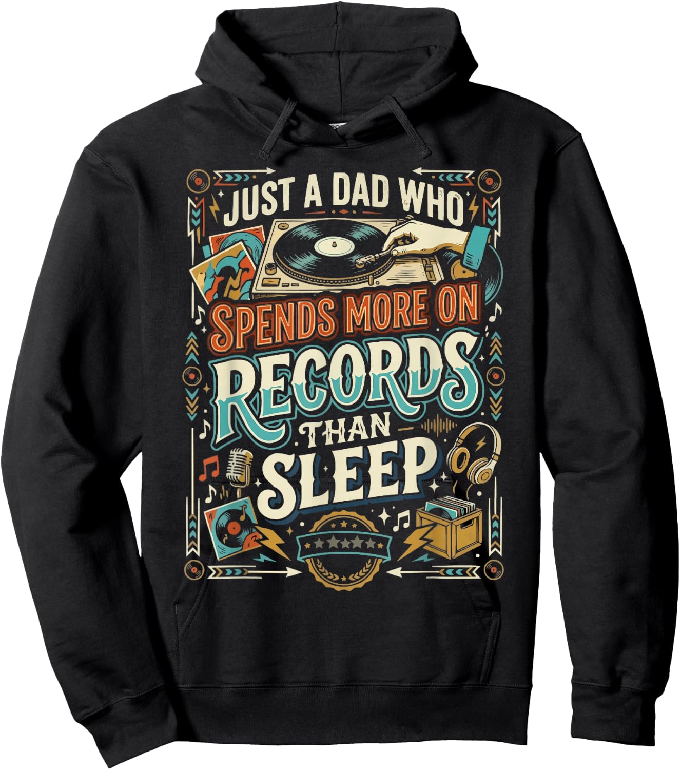 Vinyl Record Player Vinyl Collector Dad Fathers Day Hoodie - Hoodie | Black