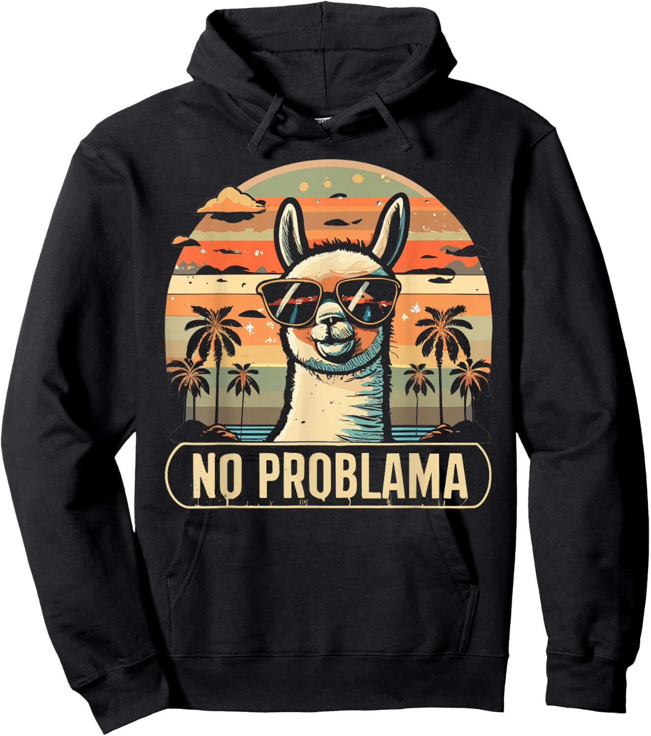 No Problama Lama With Shades Fans Retro Sunset Vintage Men Hoodie - Hoodie | Black