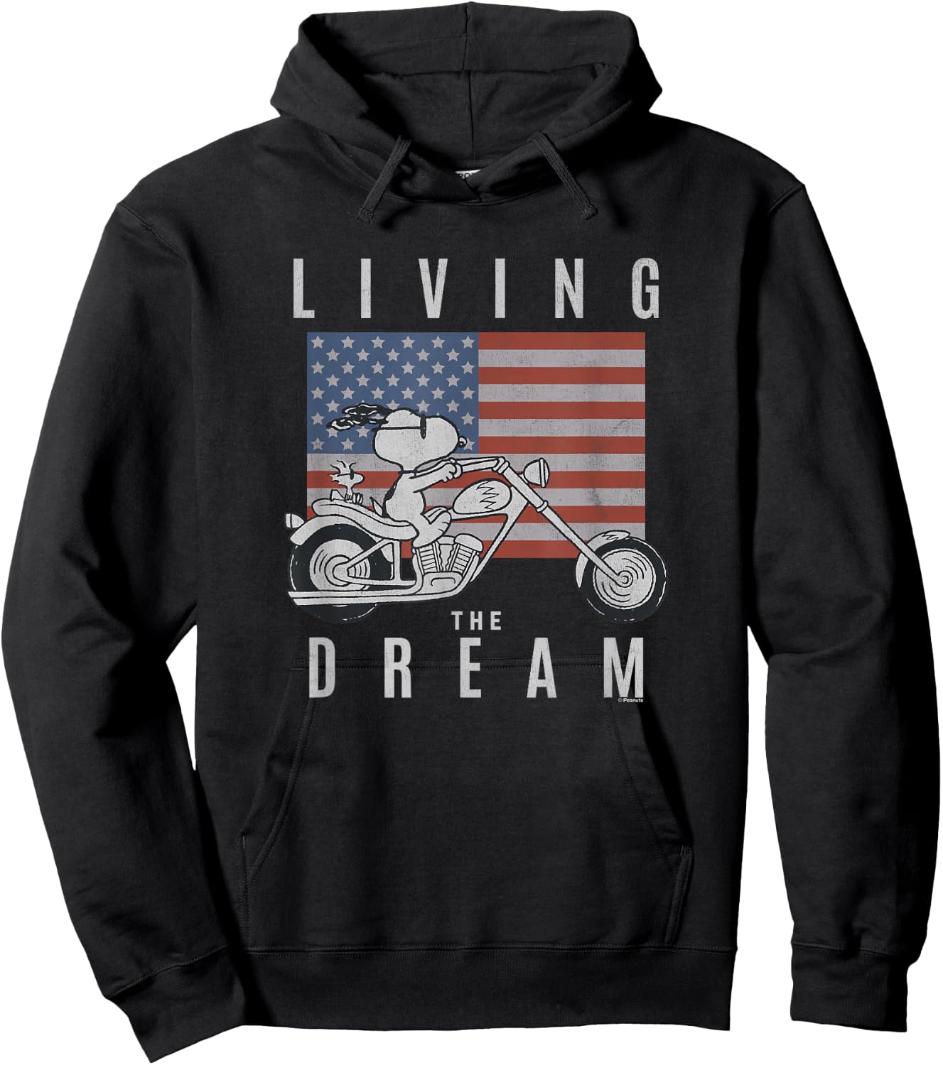 Peanuts Snoopy Living The Dream Snoopy on A Motorcycle Hoodie - Hoodie | Black