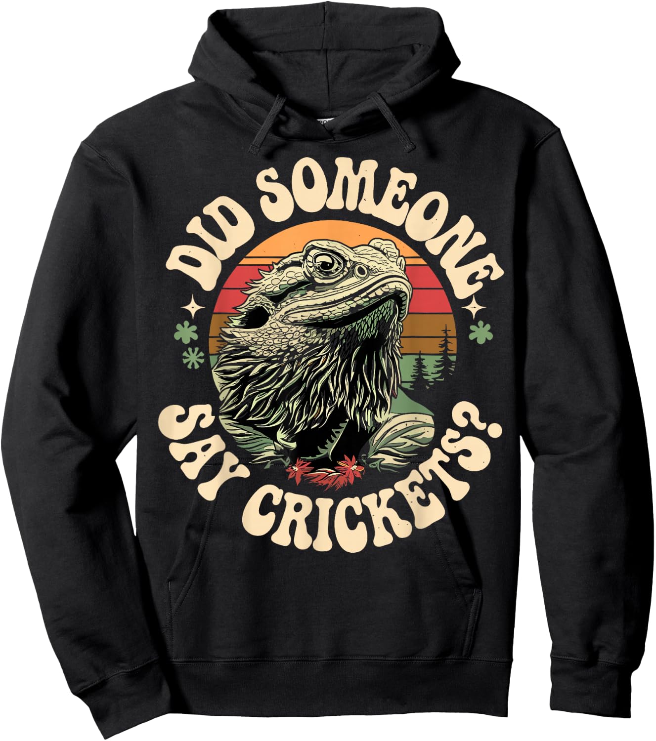 Bearded Dragon Lover Retro Got Crickets Tiny Dinosaur Hoodie - Hoodie | Black