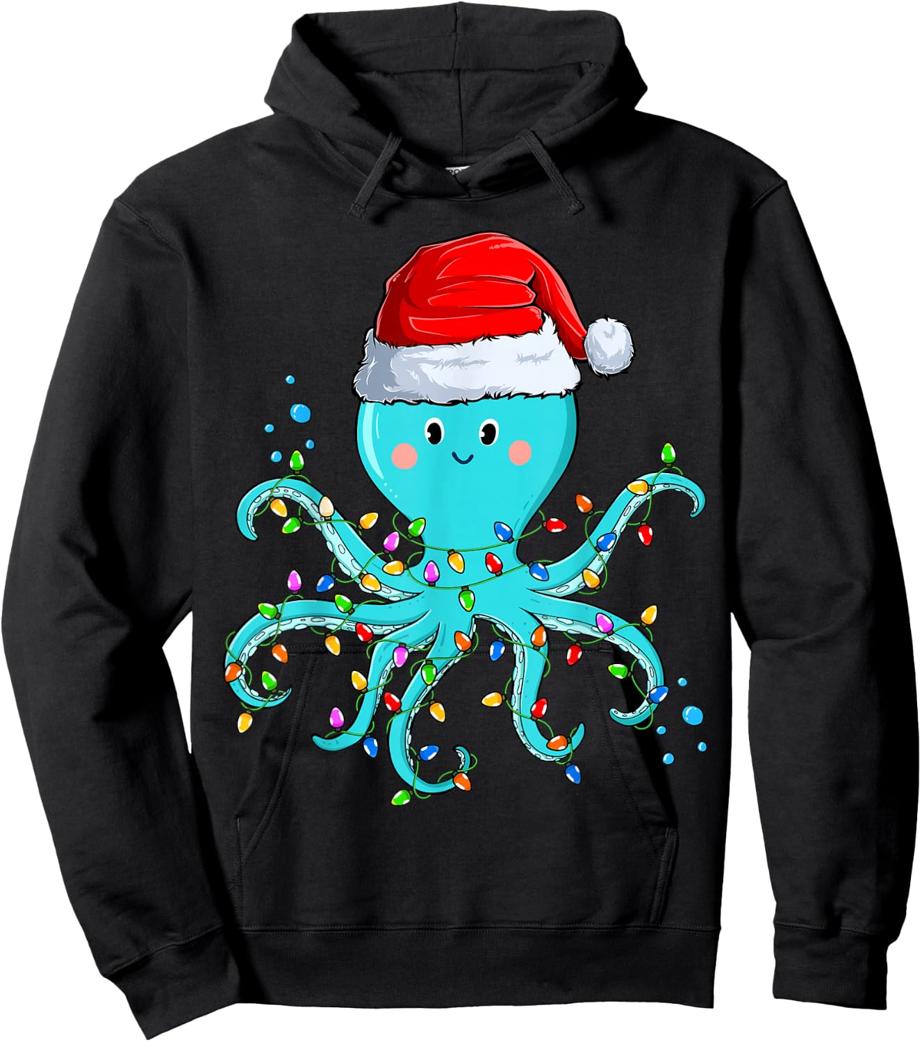 Octopus Wearing Santa Hat Christmas - Octopus Lover Xmas Hoodie - Hoodie | Black