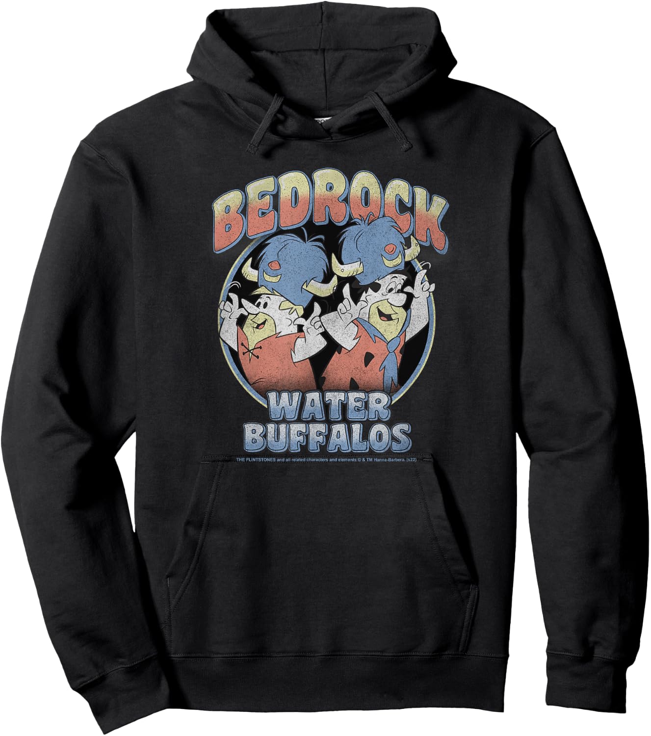 The Flintstones Group Shot Bedrock Water Buffalos Retro Logo Hoodie - Hoodie | Black