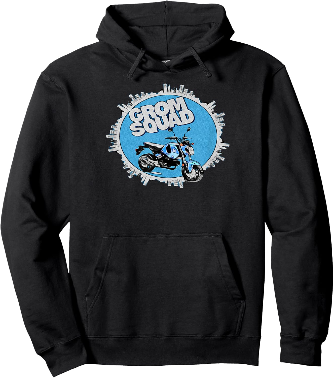 Blue 2022 Grom Squad - Motorcycle - Scooter - Bike Hoodie - Hoodie | Black
