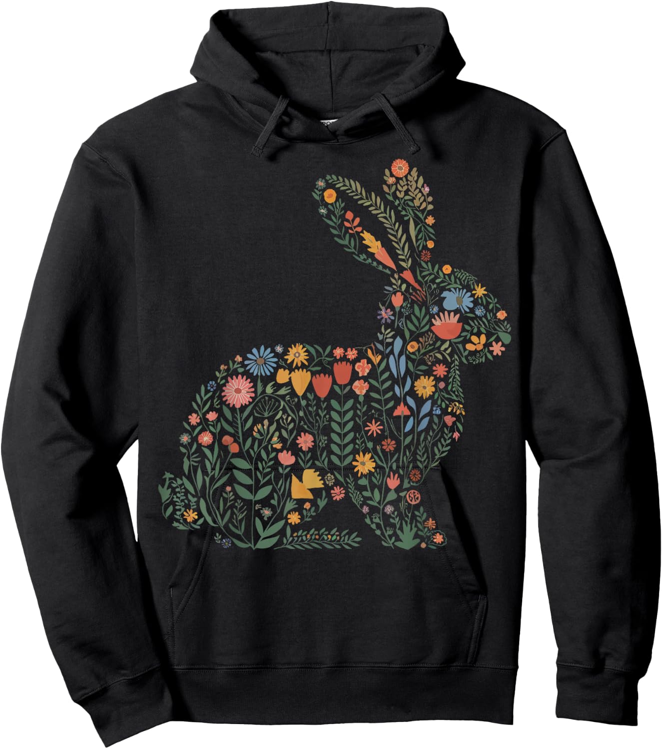Floral Rabbit Gardener Hoodie - Hoodie | Black