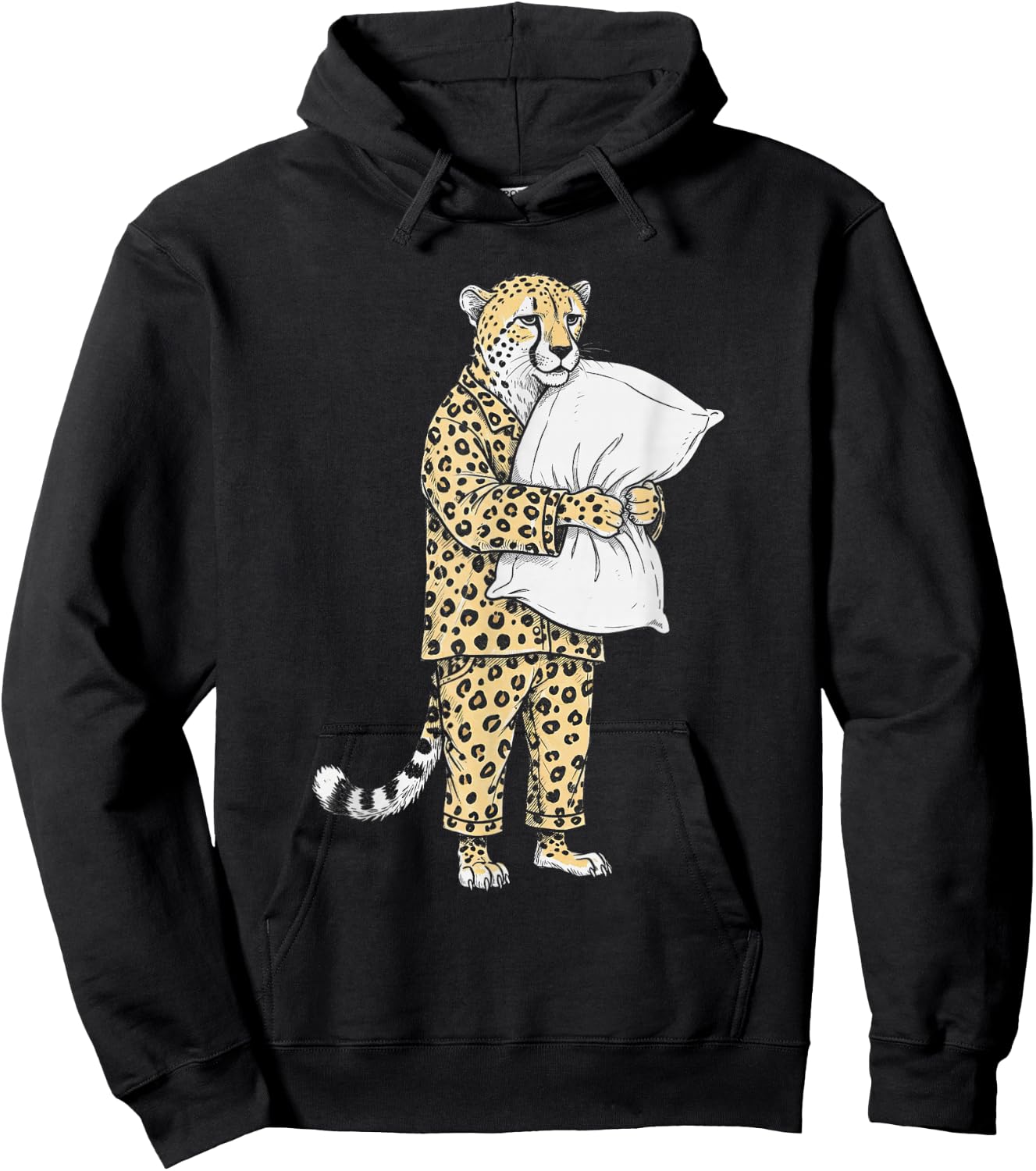 Funny Sleepy Cheetah Pajama Women Men Kids Boys And Girls Hoodie - Hoodie | Black