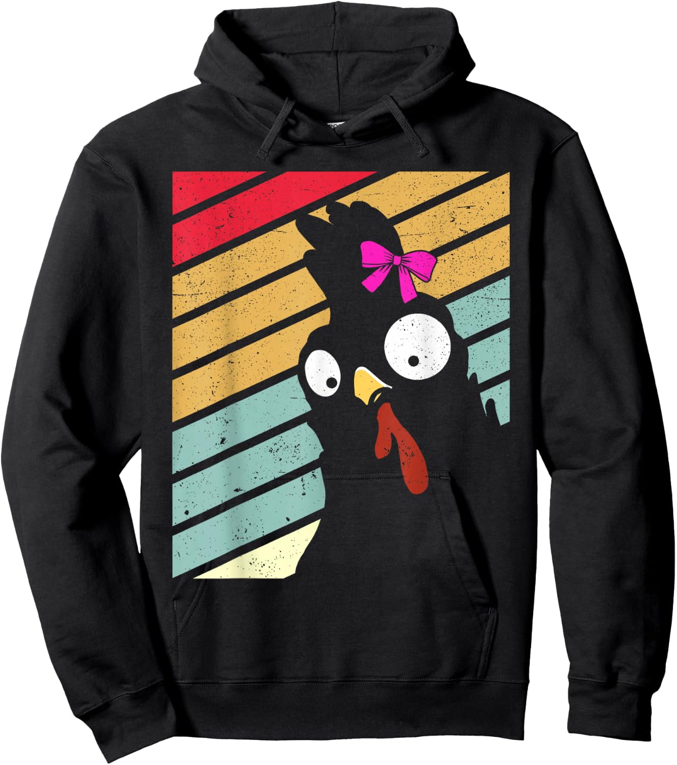 Funny Chicken Women Retro Chicken Farmer Girls Hoodie - Hoodie | Black