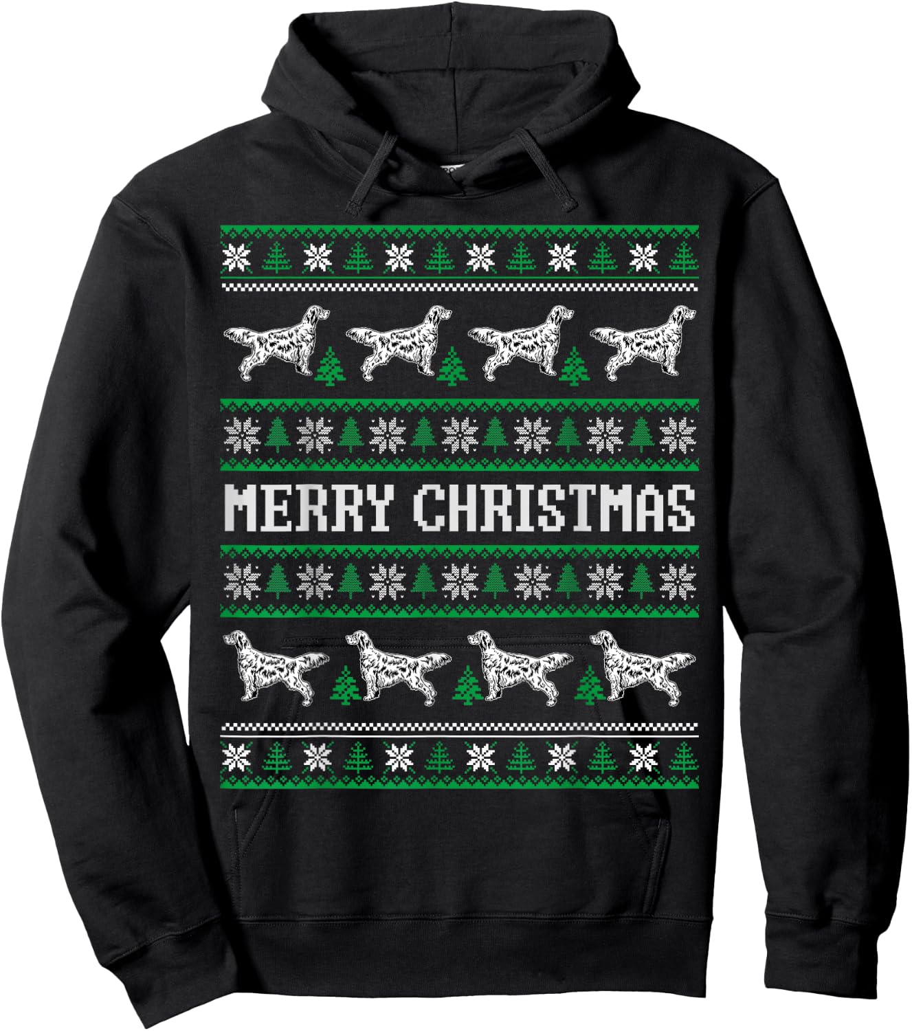 Ugly Sweater English Setter Dog Christmas Dog Lover Xmas Men Women Kids Hoodie - Hoodie | Black