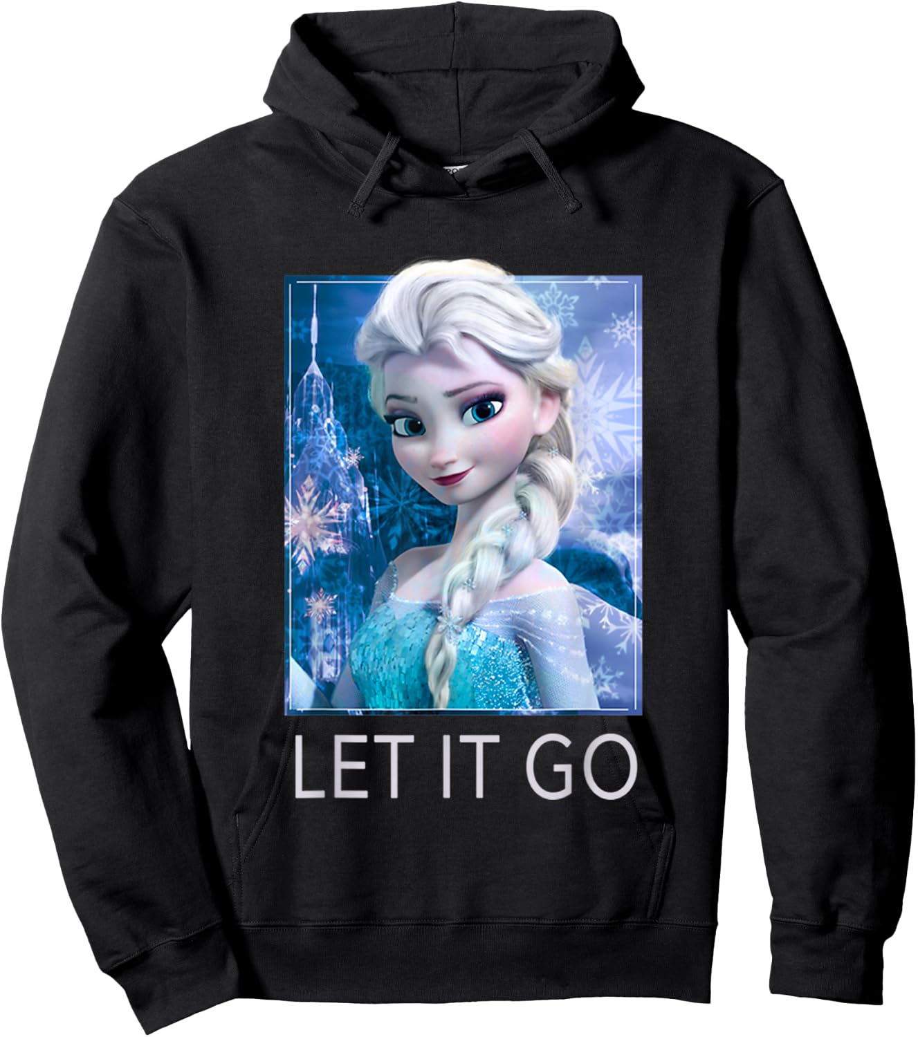 Disney Frozen Let It Go Elsa Ice Palace Vintage Portrait Hoodie - Hoodie | Black
