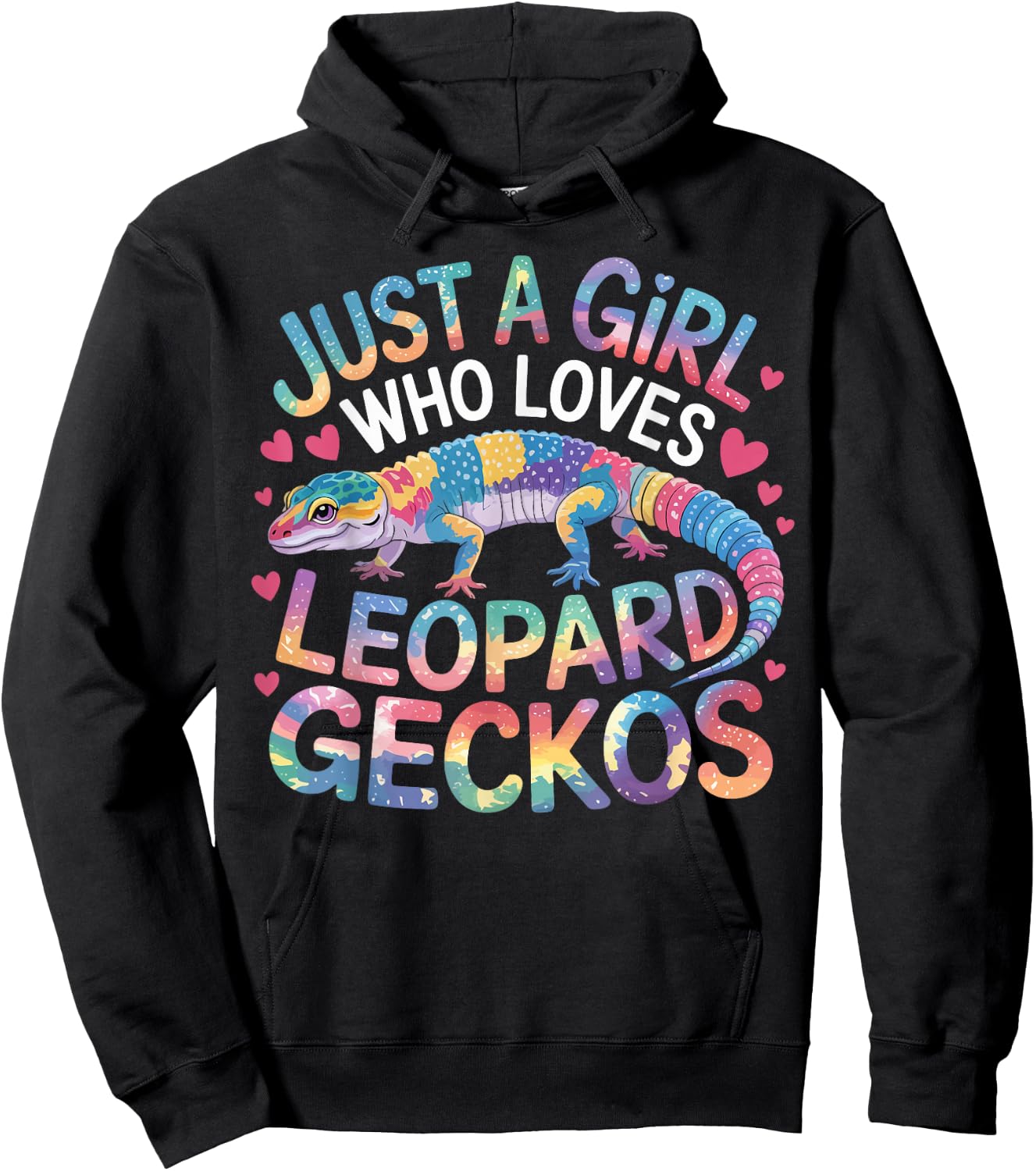 Just a Girl Who Loves Leopard Geckos Colorful Reptile Gifts Hoodie - Hoodie | Black