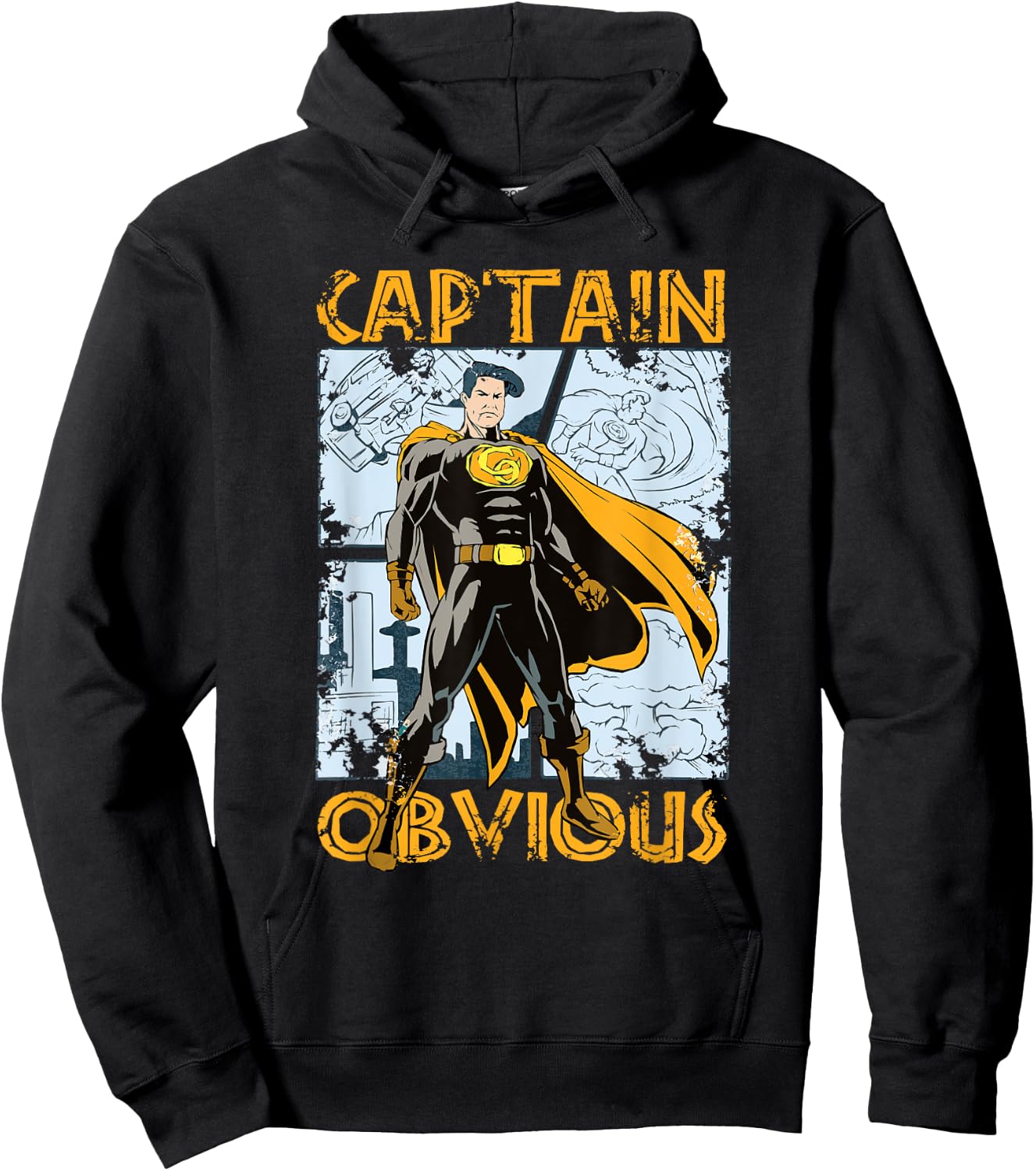 Captain Obvious Funny Sarcastic Graphic Novelty Superhero Hoodie - Hoodie | Black