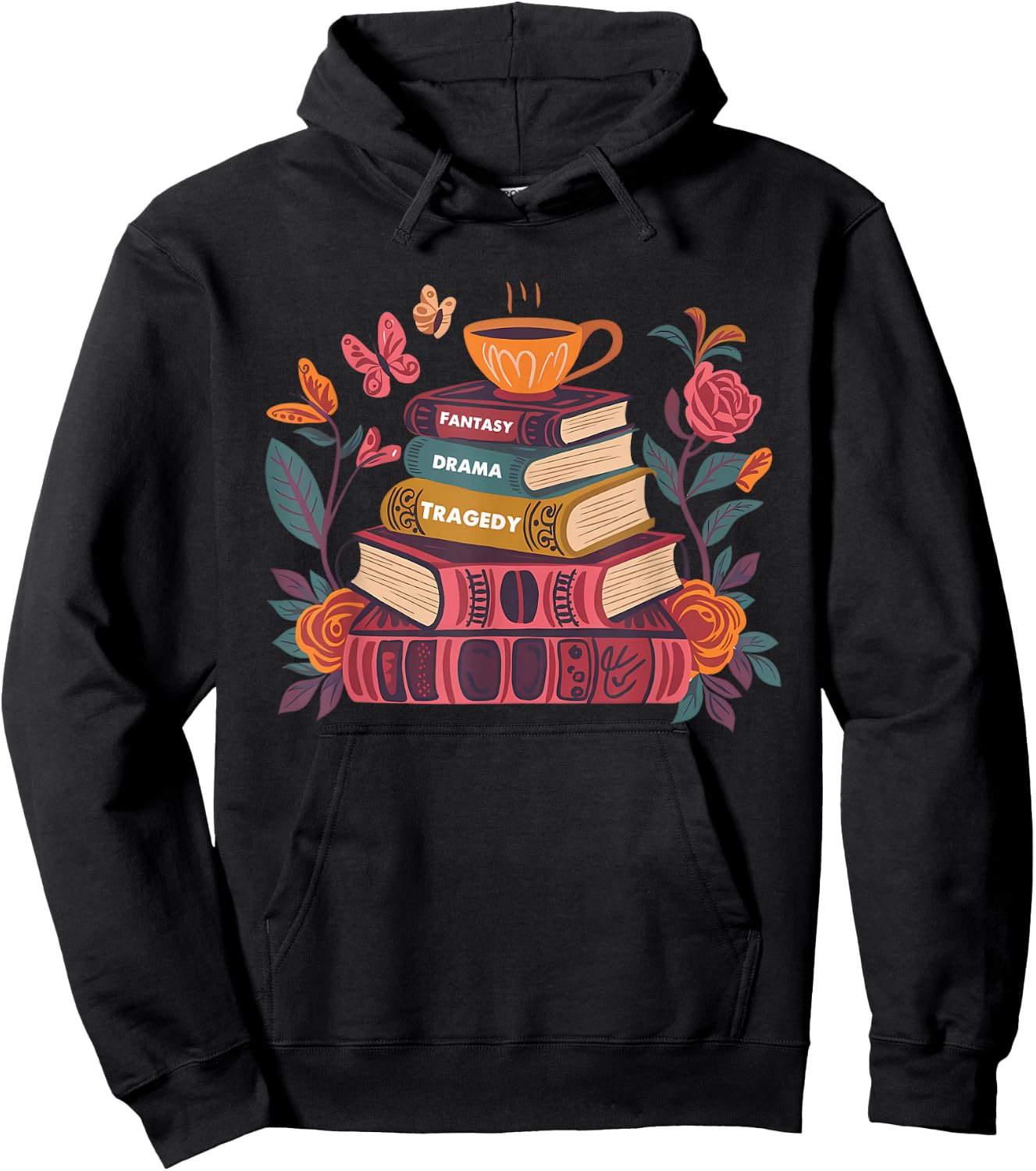 Retro Subtle Book Fantasy Drama Tragedy Funny Bookish Reader Hoodie - Hoodie | Black
