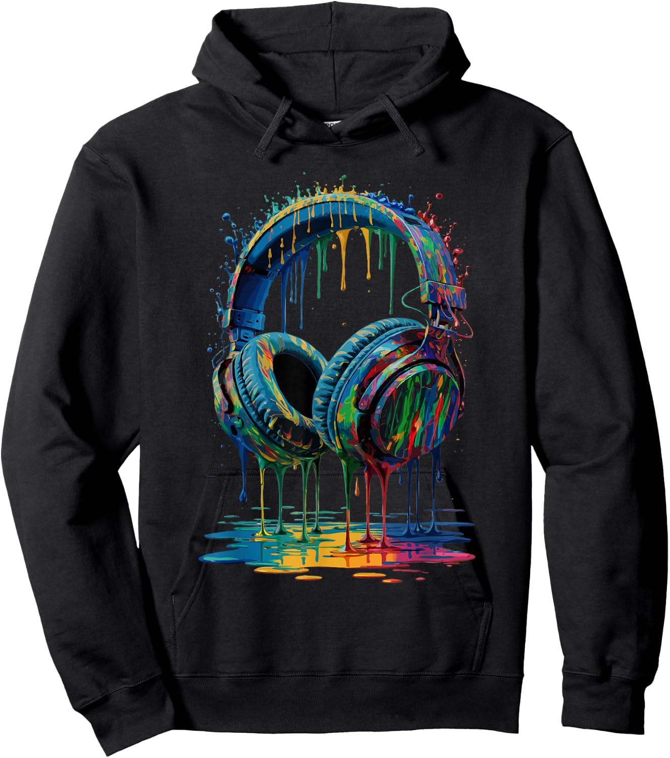 Gamer Headphones Paint Splash Music Lover DJ Hoodie - Hoodie | Black
