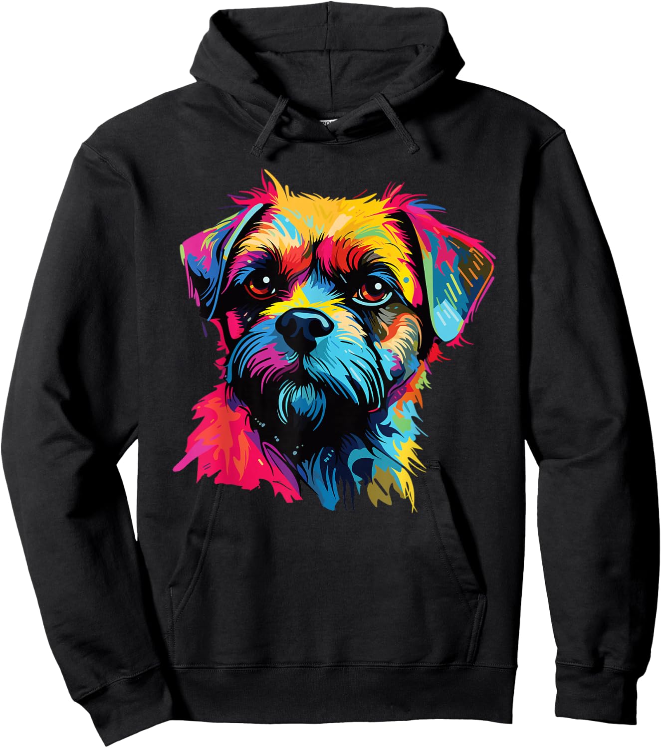 Watercolour Colourful Border Terrier Dogs Hoodie - Hoodie | Black