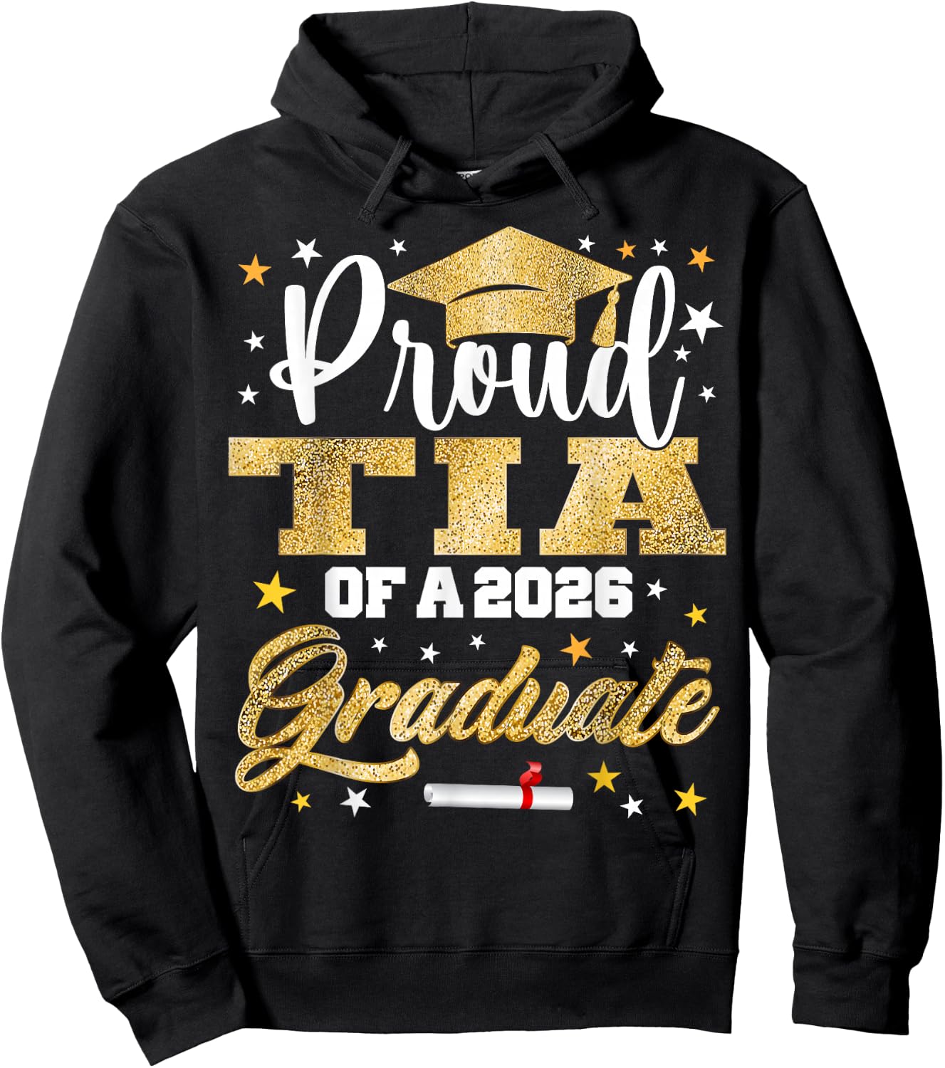 Proud Tia of 2026 Graduate Awesome Family College Hoodie - Hoodie | Black