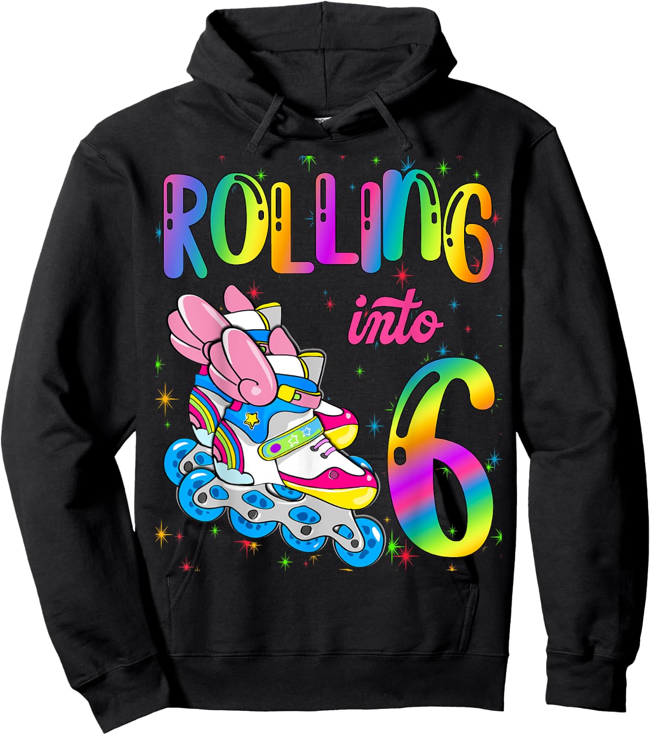 Rolling Into 6 years Let's Roll I'm Turning 6 Roller Skate Hoodie - Hoodie | Black