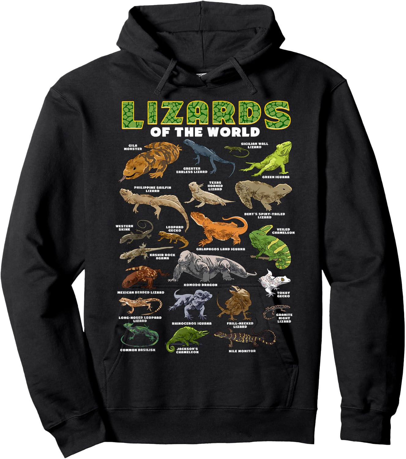 Lizard Shirt Lizards Animal of the World Reptile Herpetology Hoodie - Hoodie | Black