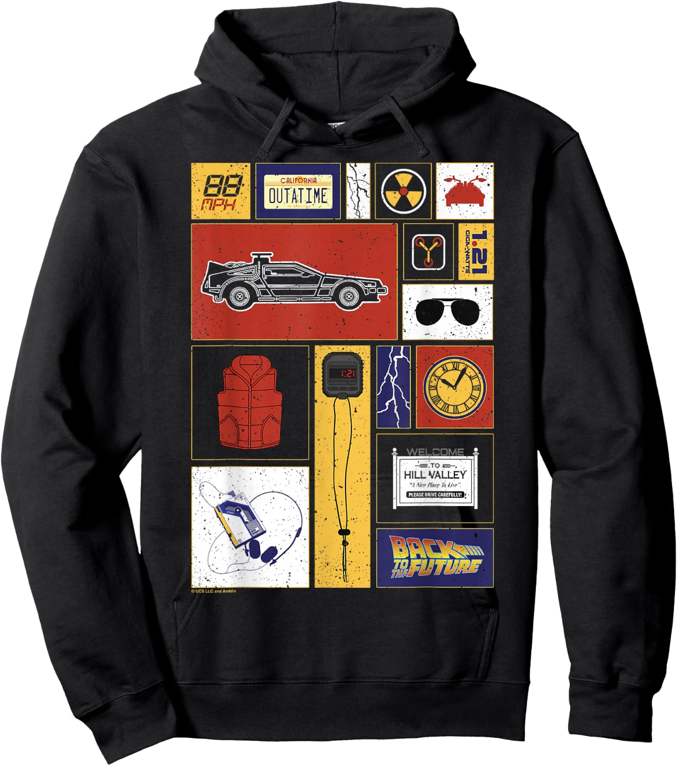 Back to The Future 35th Anniversary Icon Panels Hoodie - Hoodie | Black