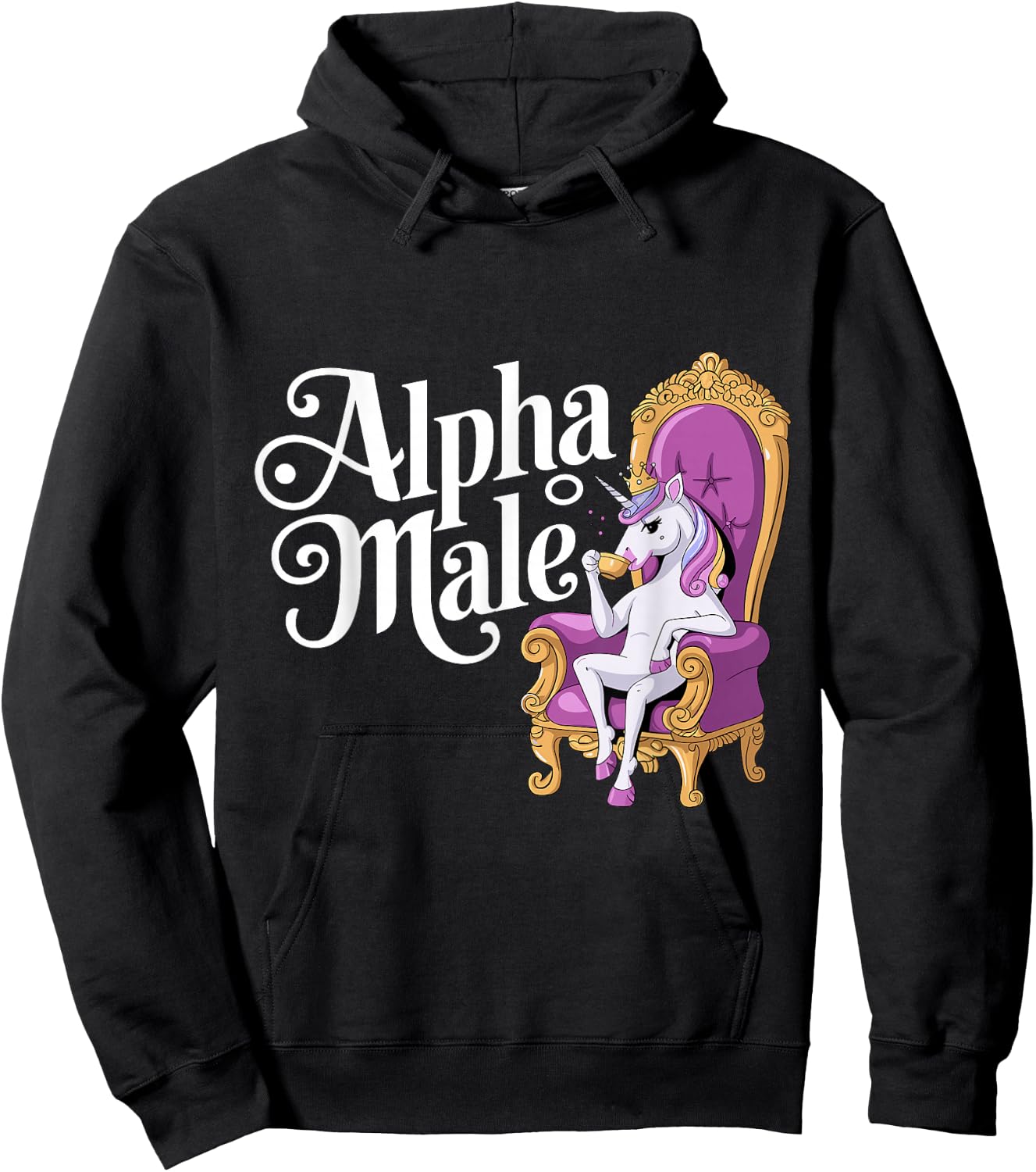 Unicorn Male Alpha Rainbow , Black, S Hoodie - Hoodie | Black