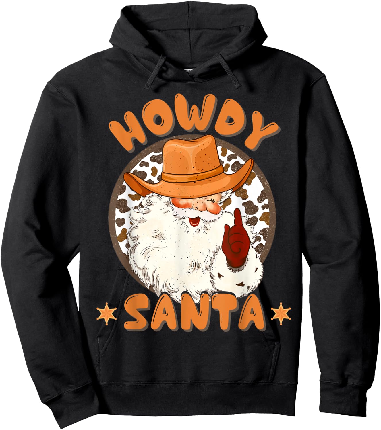 Retro Howdy Santa Cowboy Country Christmas Xmas Kids Boy Pjs Hoodie - Hoodie | Black