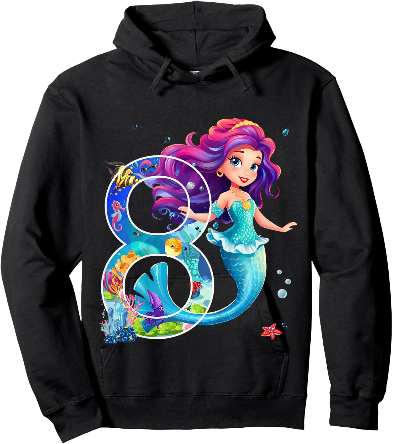 Meerjungfrau 8. Geburtstag Mädchen 8 Jahre Design Hoodie - Hoodie | Black