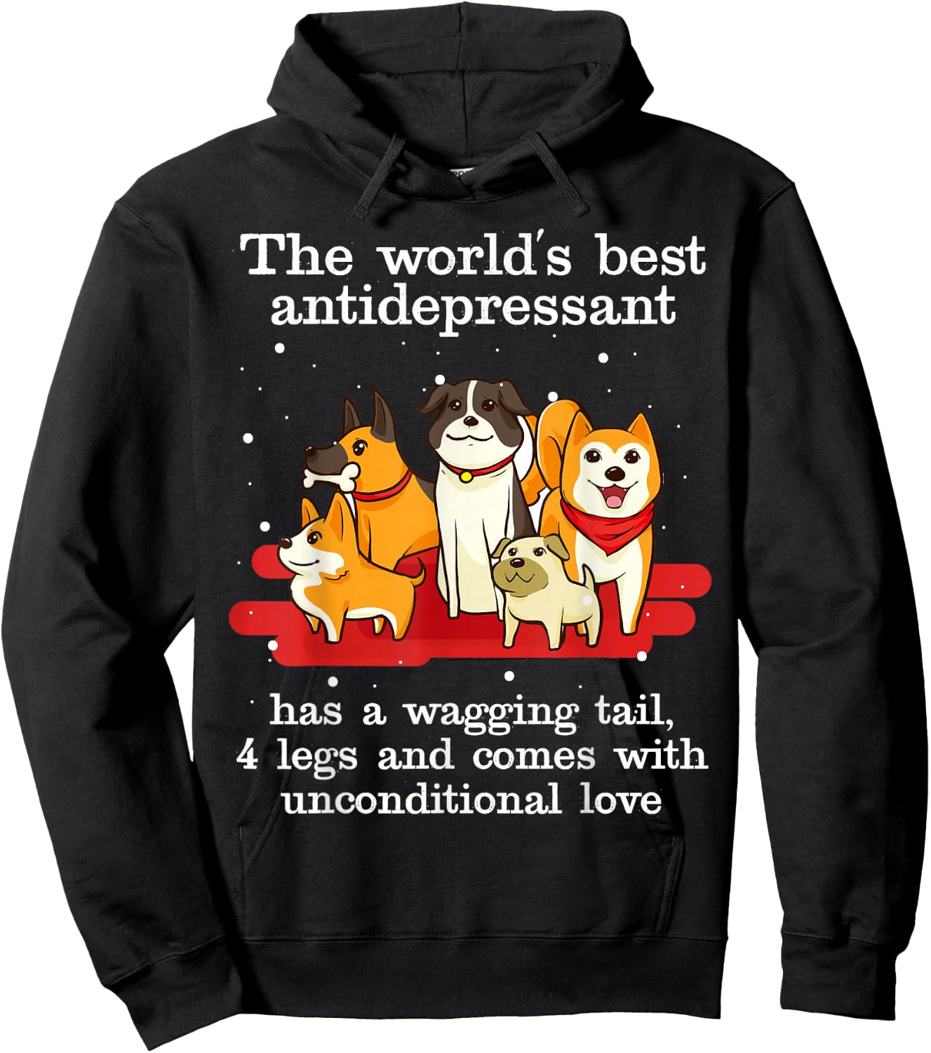 Cute World's Best Antidepressant Dog Lovers Christmas Gift Men Women Hoodie - Hoodie | Black