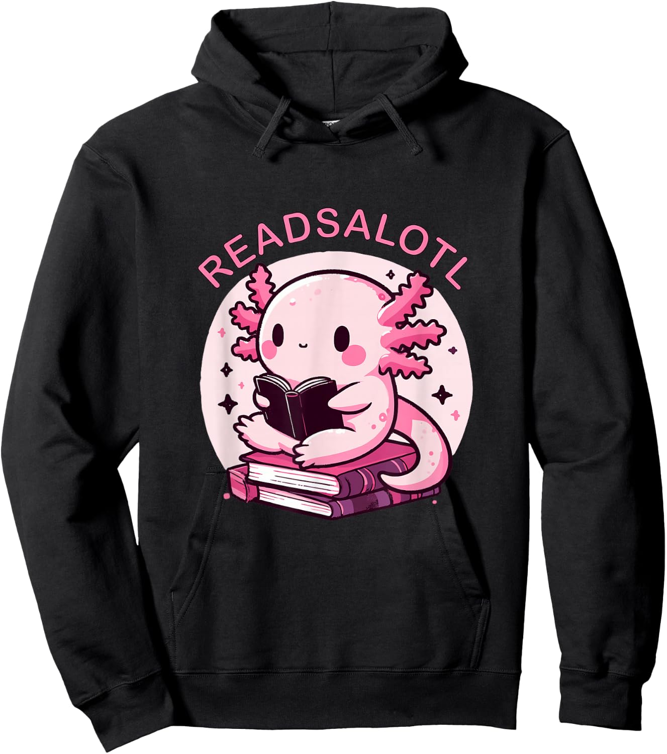 Cute Axolotl Readsalotl Reading Books Bookworm Boys Girls Hoodie - Hoodie | Black