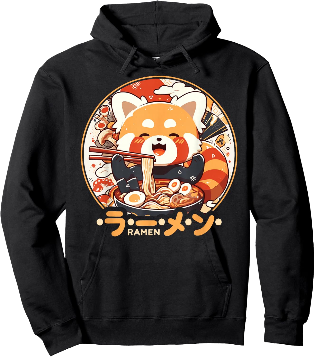 Red Panda Loves Ramen Kawaii Neko Red Panda Ramen , black Hoodie - Hoodie | Black