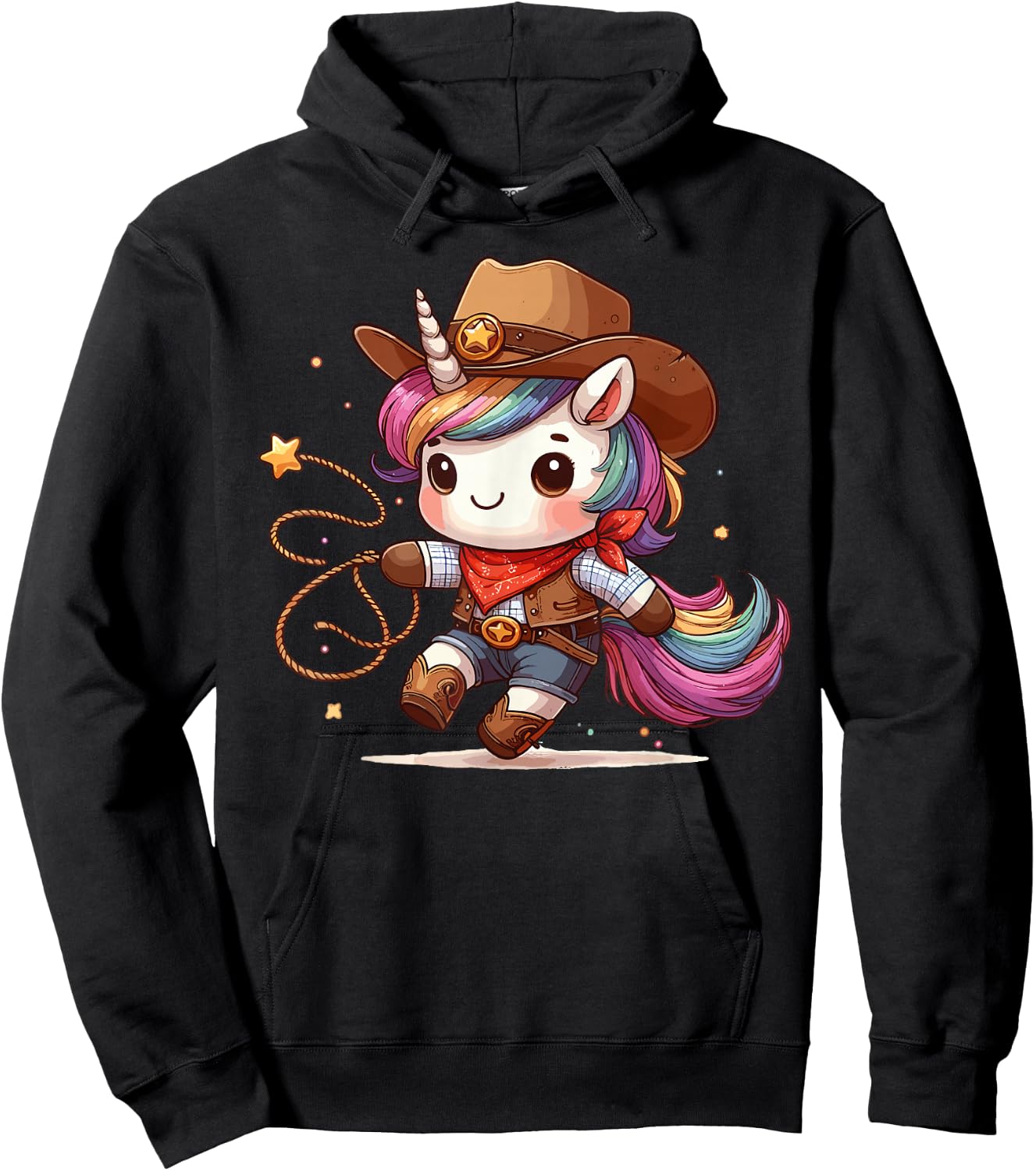 Western Rodeo Cowboy Hat Unicorn Texas Animals Hoodie - Hoodie | Black