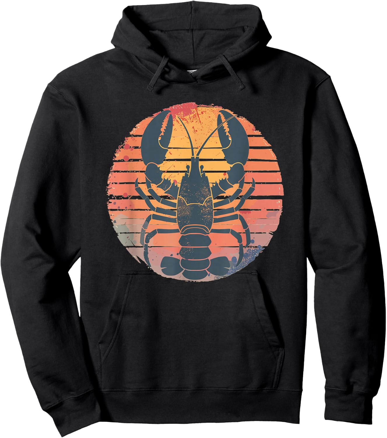 Retro Sunset Lobster Hoodie - Hoodie | Black