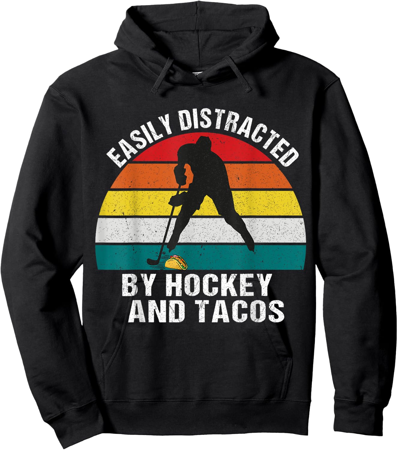 Easily Distracted by Hockey And Tacos Hoodie - Hoodie | Black