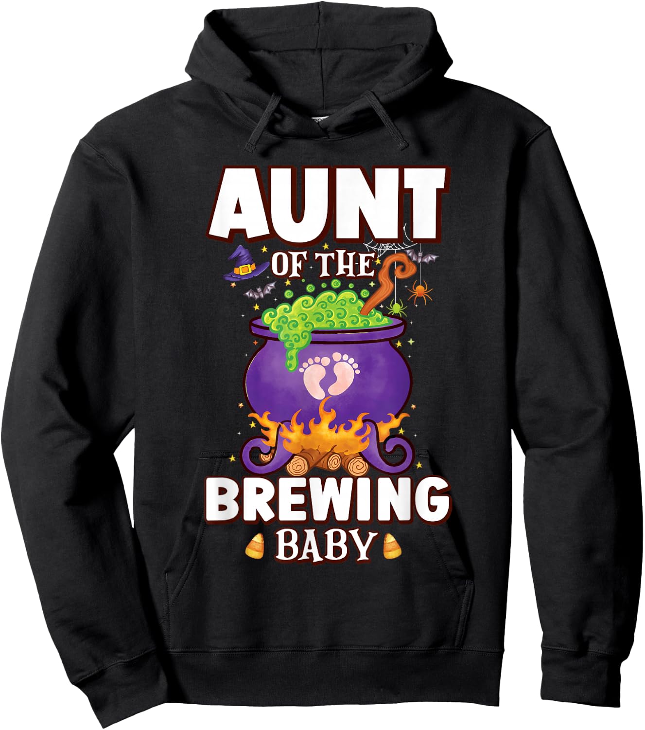 Spooky Aunt of Brewing Baby Halloween Theme Baby Shower Hoodie - Hoodie | Black