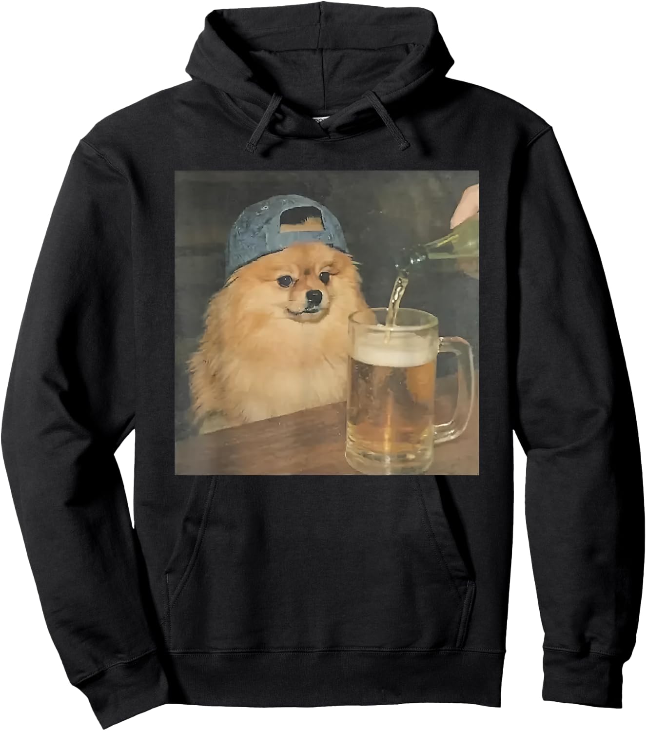 Funny Pomeranian Drinking Beer Hoodie - Hoodie | Black