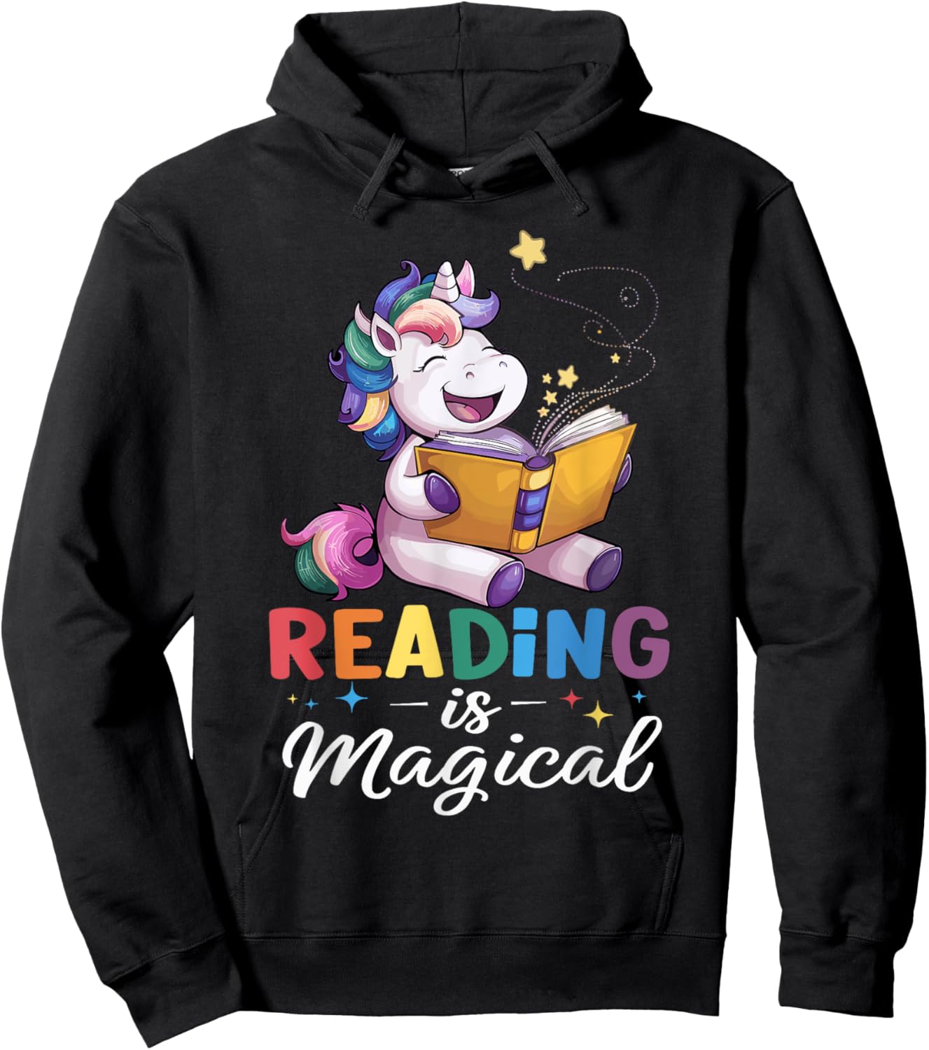 Unicorn Reading Is Magical Book Teacher Men Women Girls Kids Hoodie - Hoodie | Black