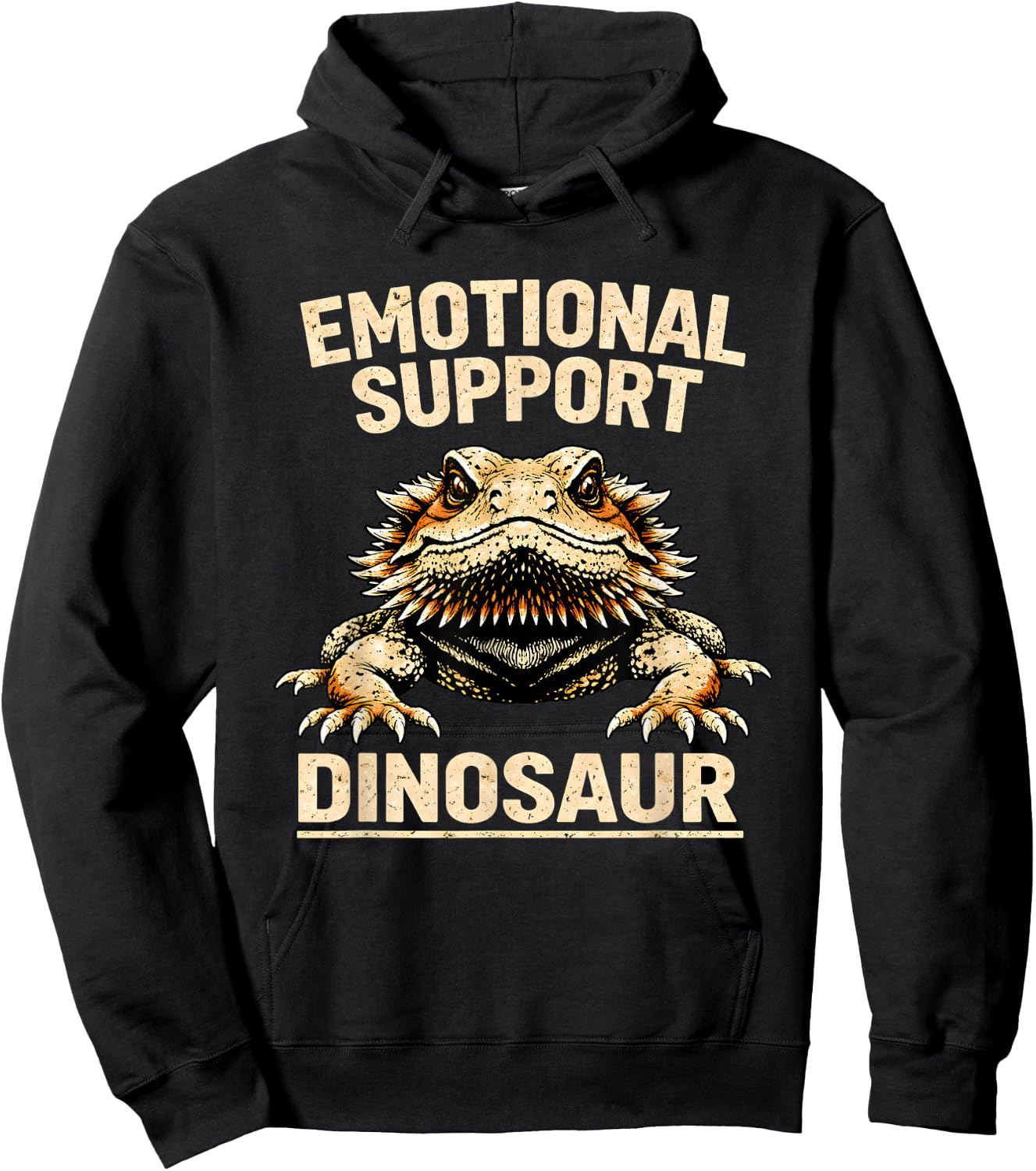 Emotional Support Dinosaur Bearded Dragon Lizard Pet Funny Hoodie - Hoodie | Black