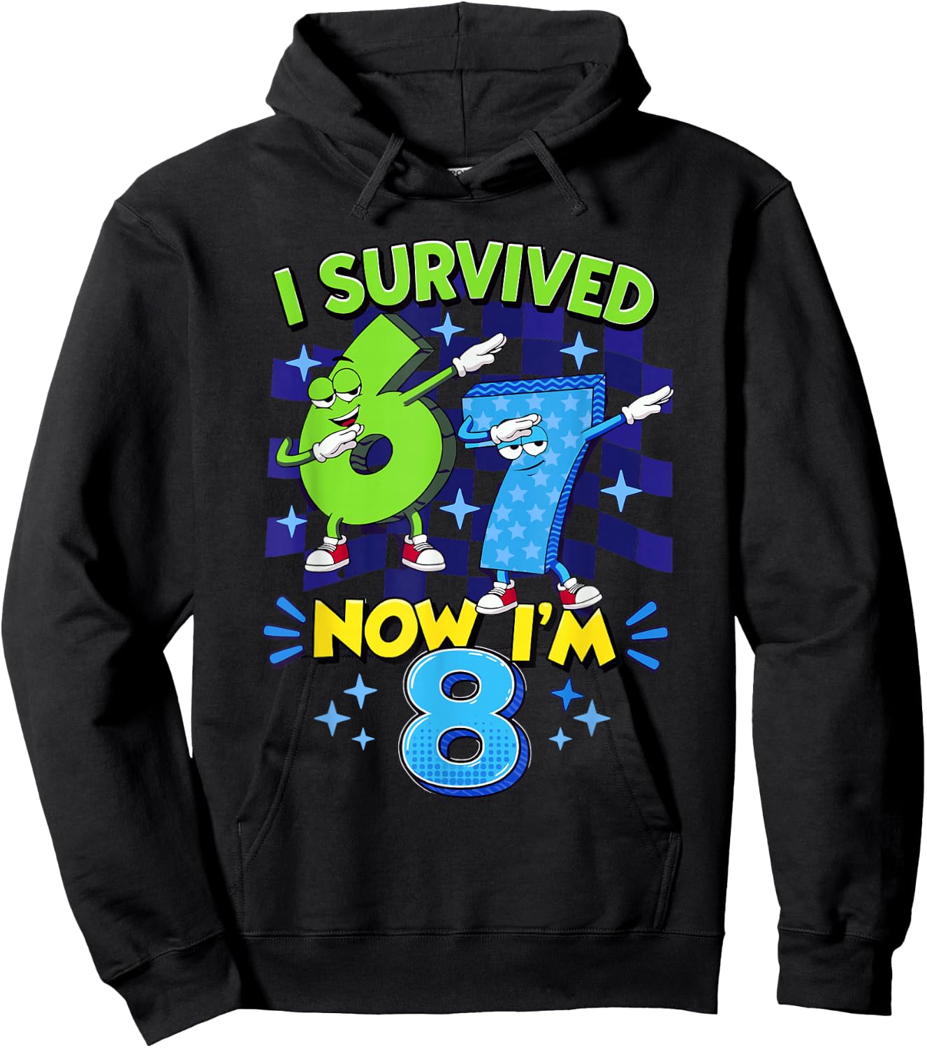 8th Birthday Dabbing Six Seven I Survived 67 Now I'm 8 Hoodie - Hoodie | Black