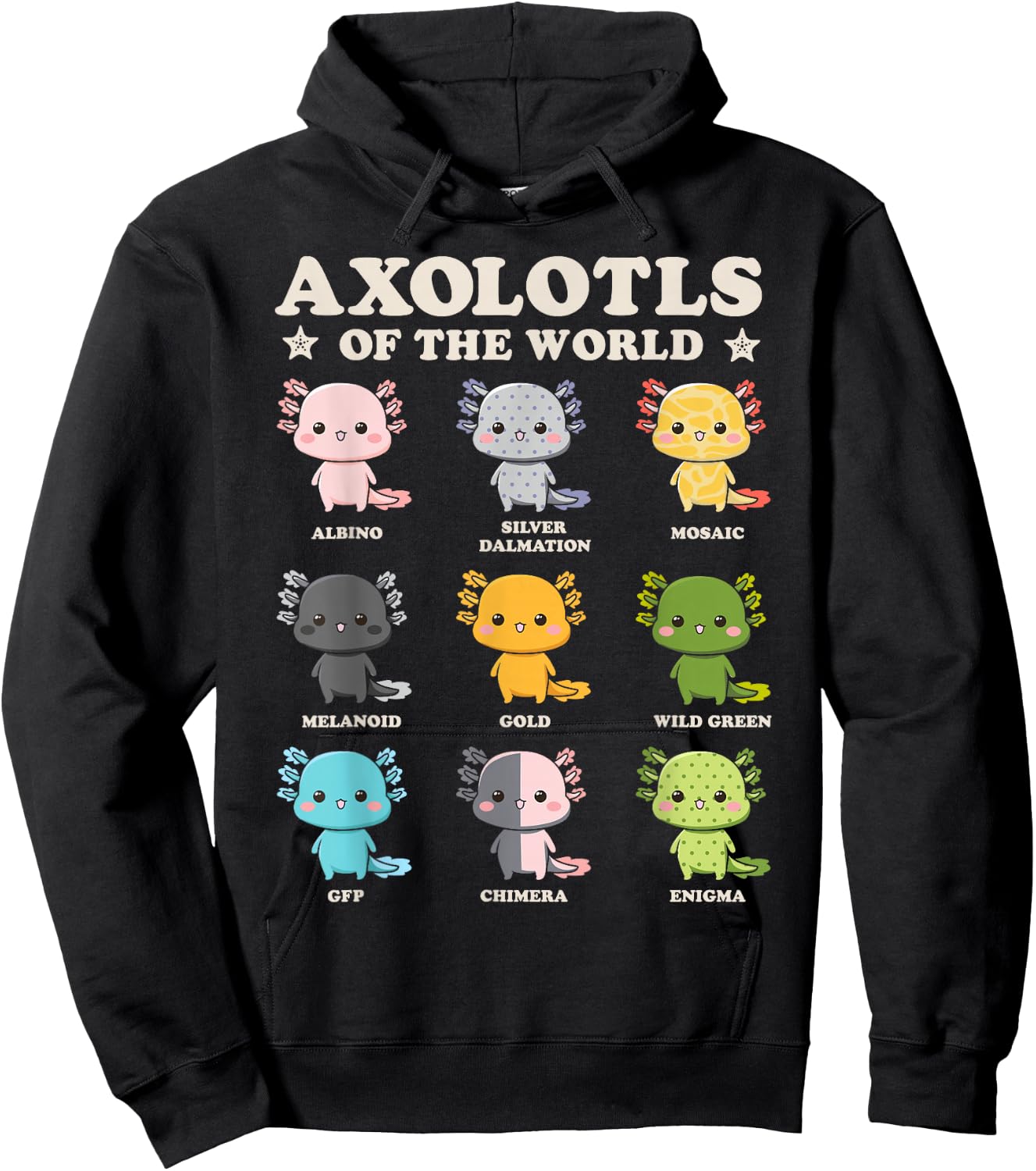 Axolotls Of The World Axolotl Amphibian Animal Lovers Kawaii Hoodie - Hoodie | Black