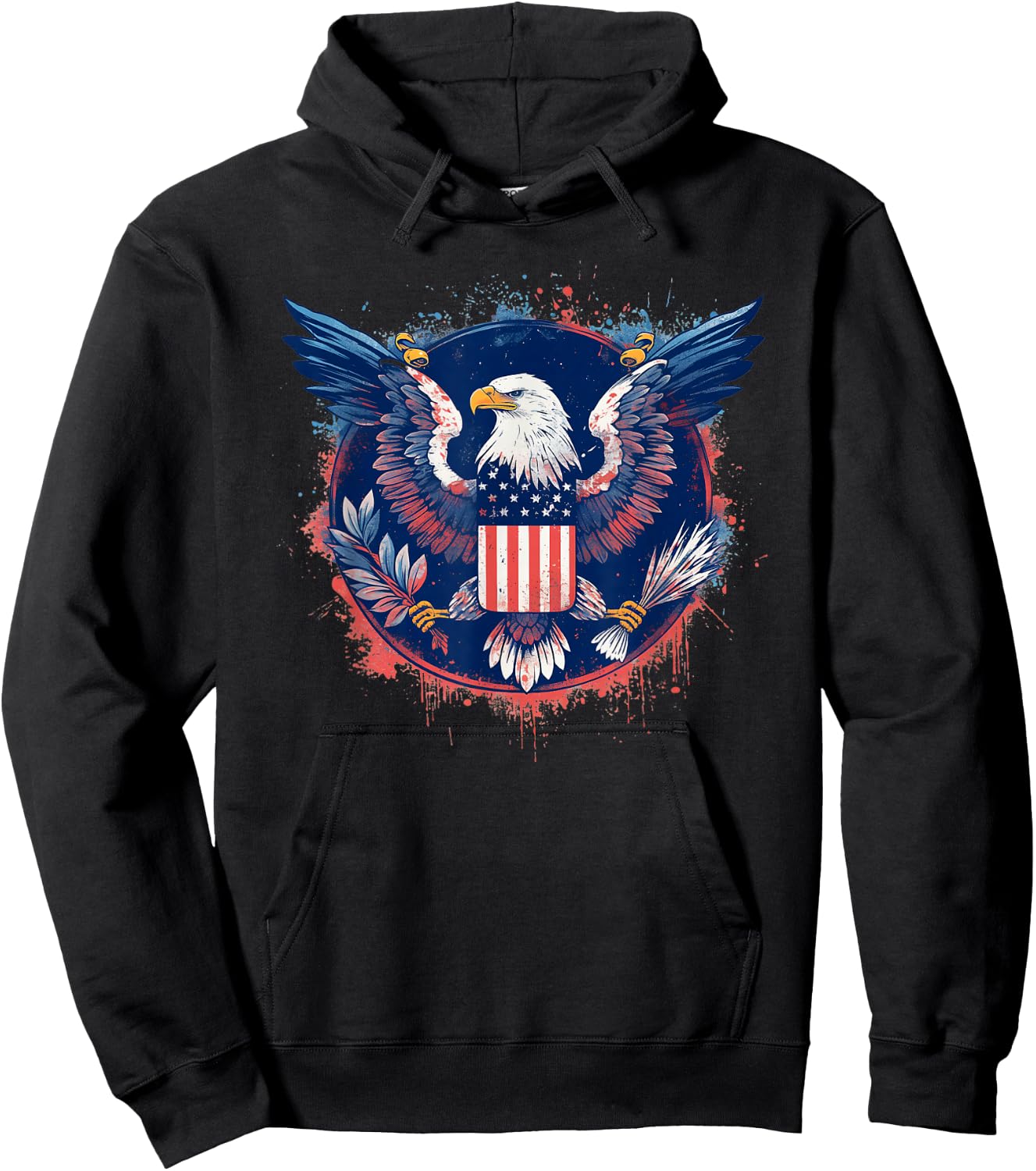 American Eagle Emblem Bold Patriotic USA Hoodie - Hoodie | Black