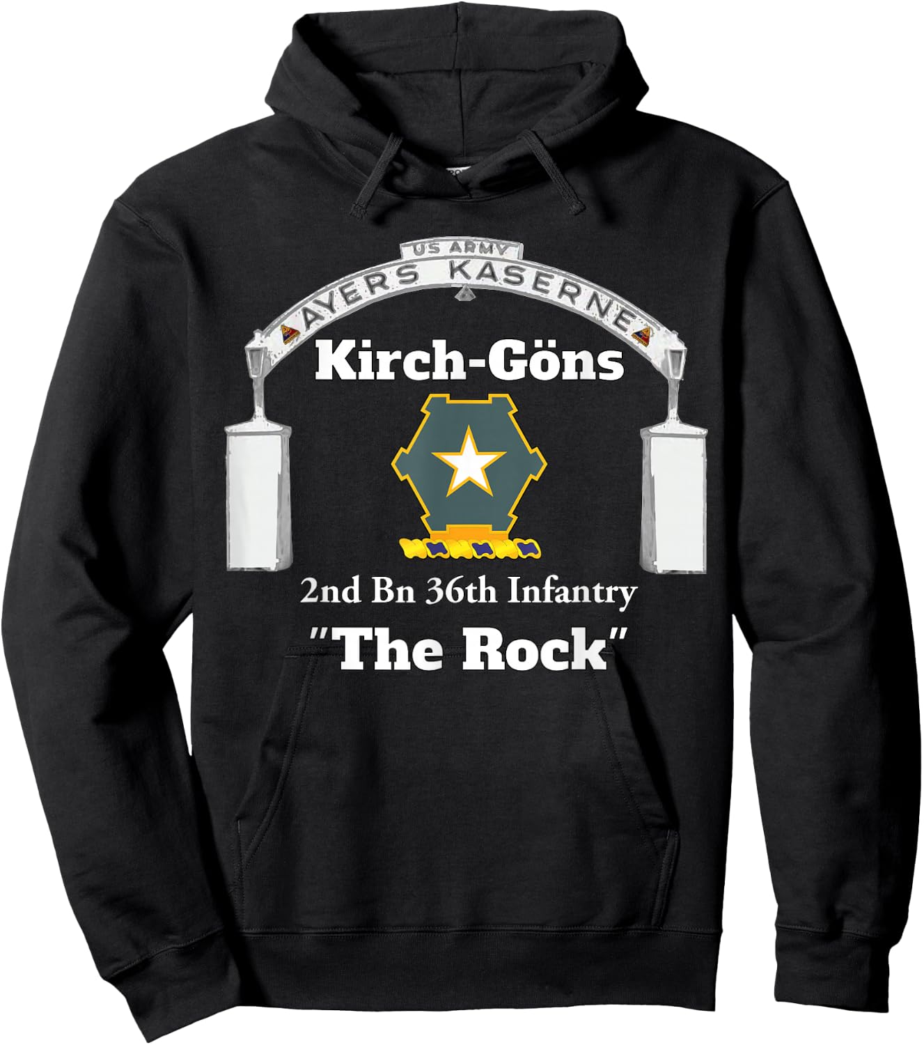 Ayers Kaserne - 2nd Bn 36th Infantry design on front Hoodie - Hoodie | Black