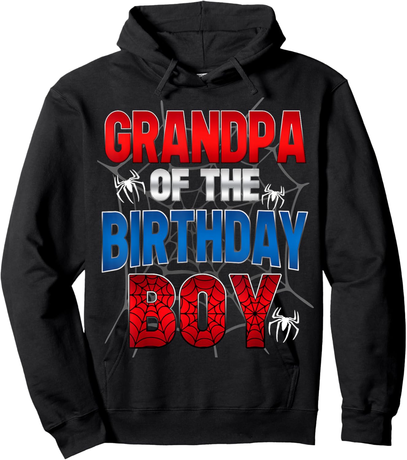 Grandpa Of The Birthday Boy Shirt Matching Family Spider Web Hoodie - Hoodie | Black