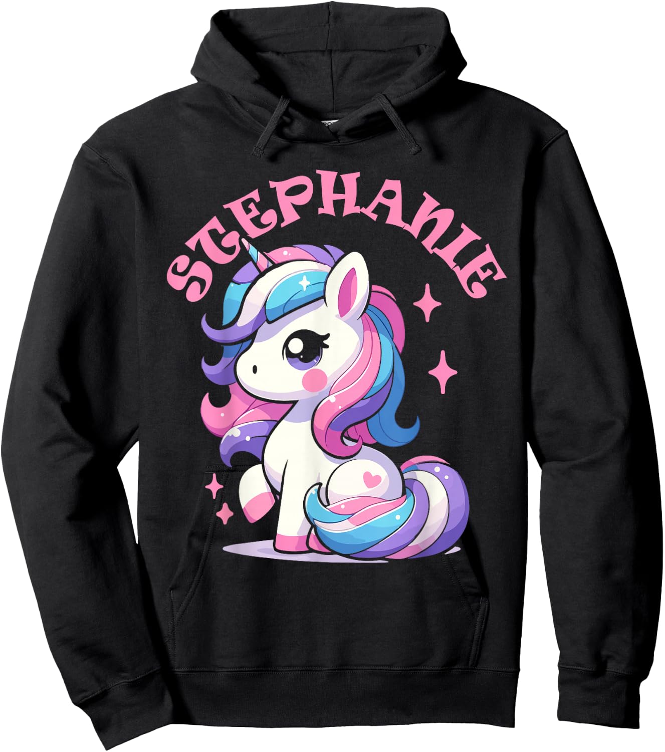 Stephanie Cute Unicorn Design for Girls Name Stephanie Hoodie - Hoodie | Black