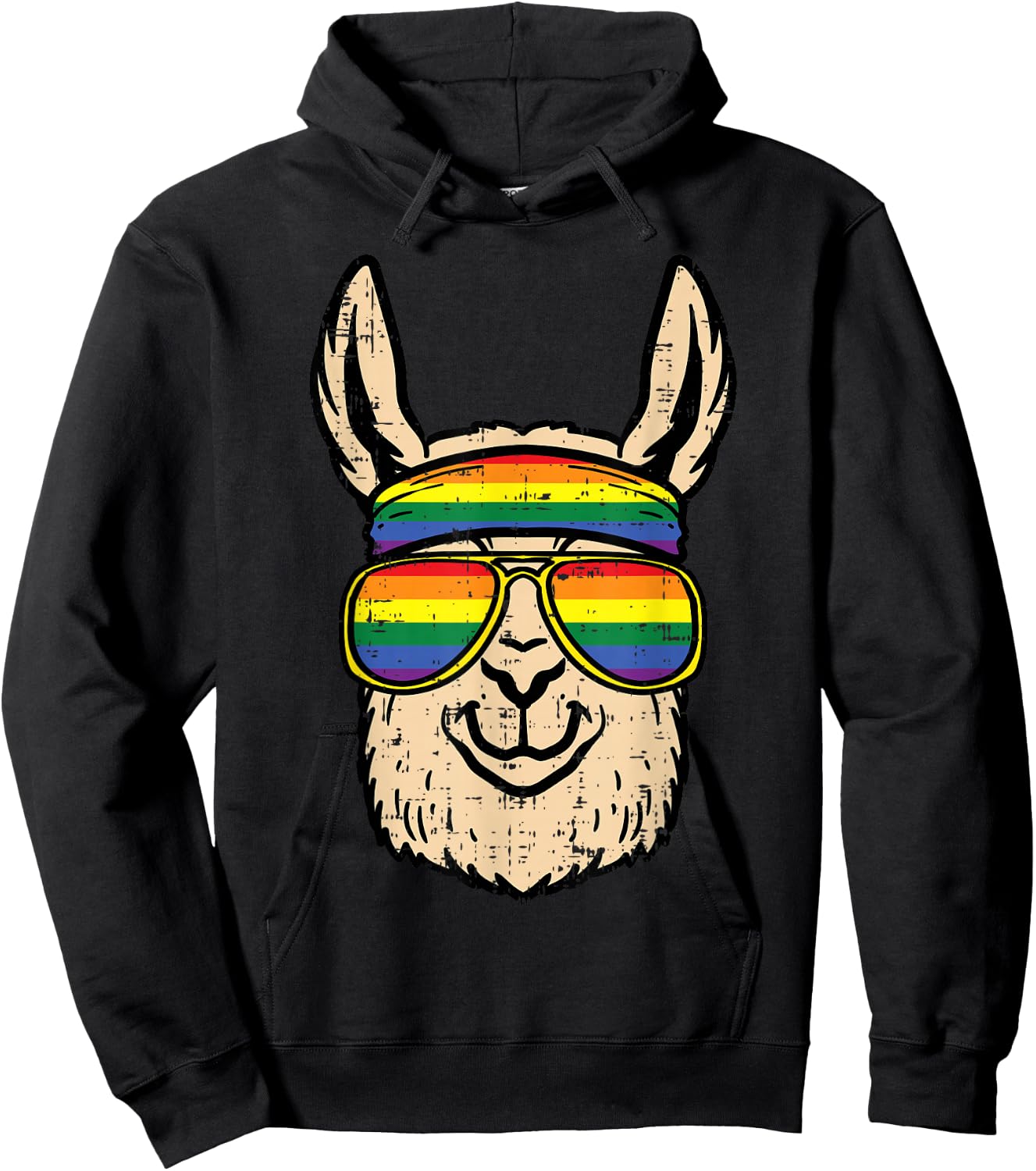 Gay Pride Llama Rainbow Flag Lgbt Alpaca Ally Men Boys Kids Hoodie - Hoodie | Black