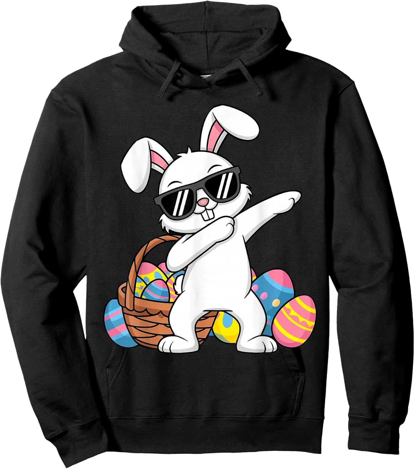 Bunny Easter Boys Girls Kids Toddler Rabbit Easter Egg Hunt Hoodie - Hoodie | Black