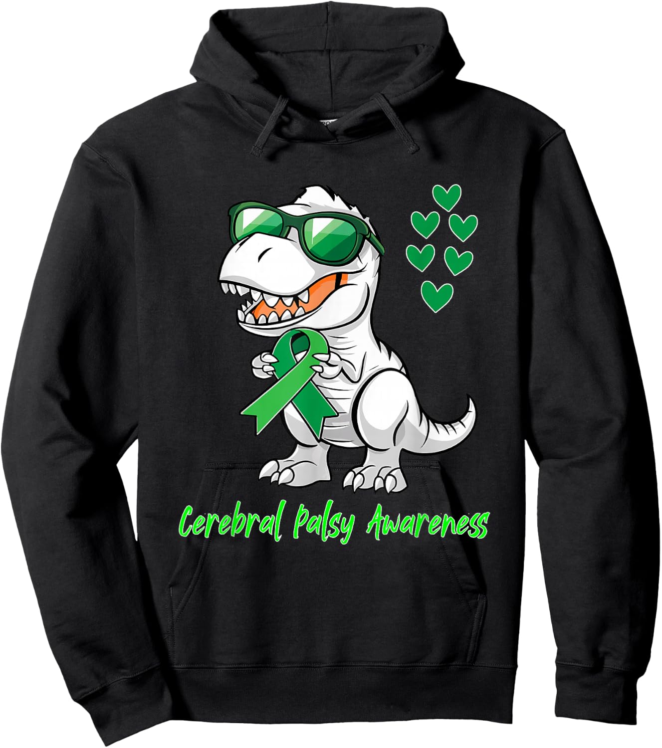 T-rex Dinosaur Cerebral Palsy Awareness Day Dino Toddlers Hoodie - Hoodie | Black