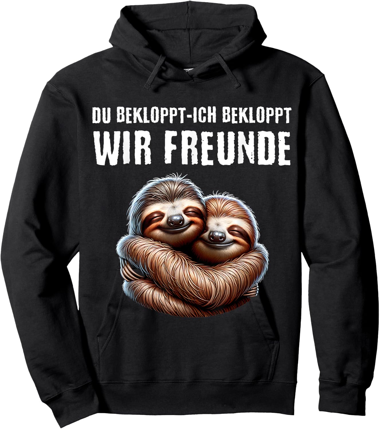 with German Text "Du BEKLOPPT ICH BEKLOPPT WIR FREUNDE BEKLOPPT WIR FREUNDE, black Hoodie - Hoodie | Black